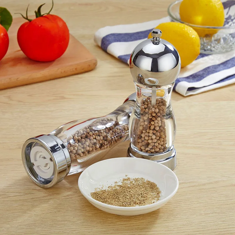 Нержавеющая сталь мельница для соли и перца шейкеры акриловый корпус специй