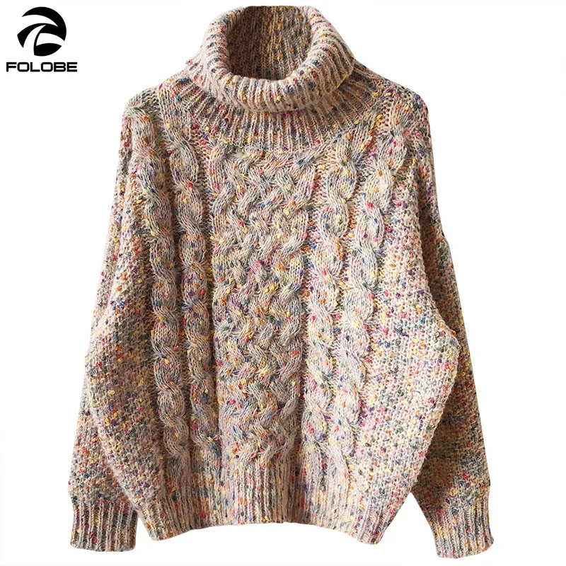 Женский утепленный свитер с высоким воротом теплый мягкий вязаный пуловер