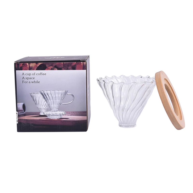 700ML/500ML/300ML Wooden Brackets Glass Coffee Dripper And Pot Set Japness Style Filter Reusable Filters | Дом и сад