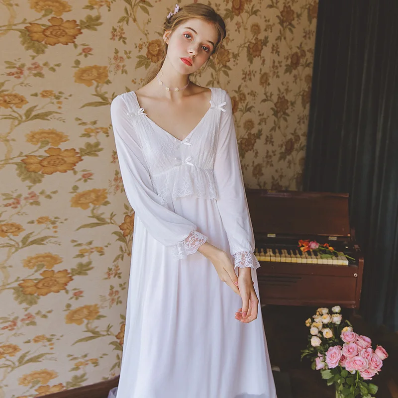 Новинка 2019 ночная рубашка в дворцовом стиле для женщин большие размеры длинная