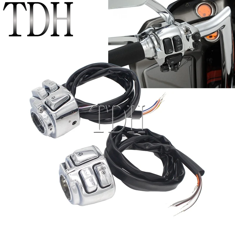 Хромированные алюминиевые переключатели на руль 1 дюйм с жгутом проводов 45