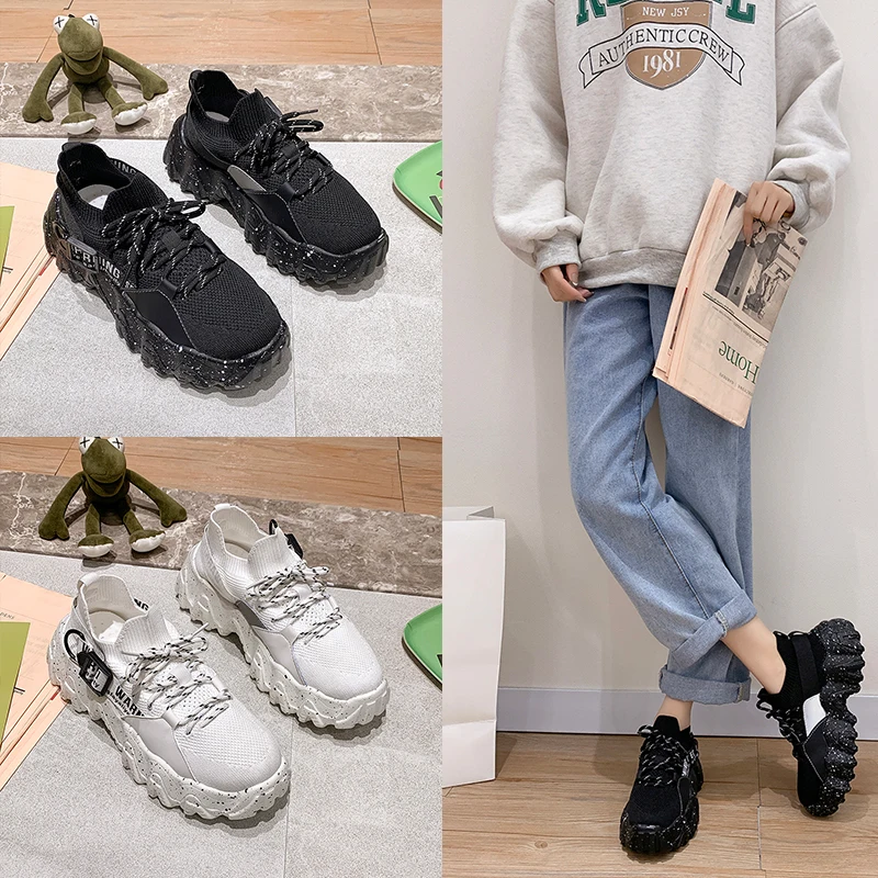 

Sneakers Women Shoes Super Light Chunky Dad Shoes Women Wave Bottom Platform Footwear Height Increasing Leisure Female Trainers