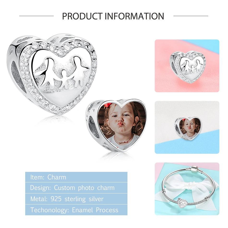 ELESHE Love is Семья 925 пробы серебряные изготовленные на заказ фото сердце