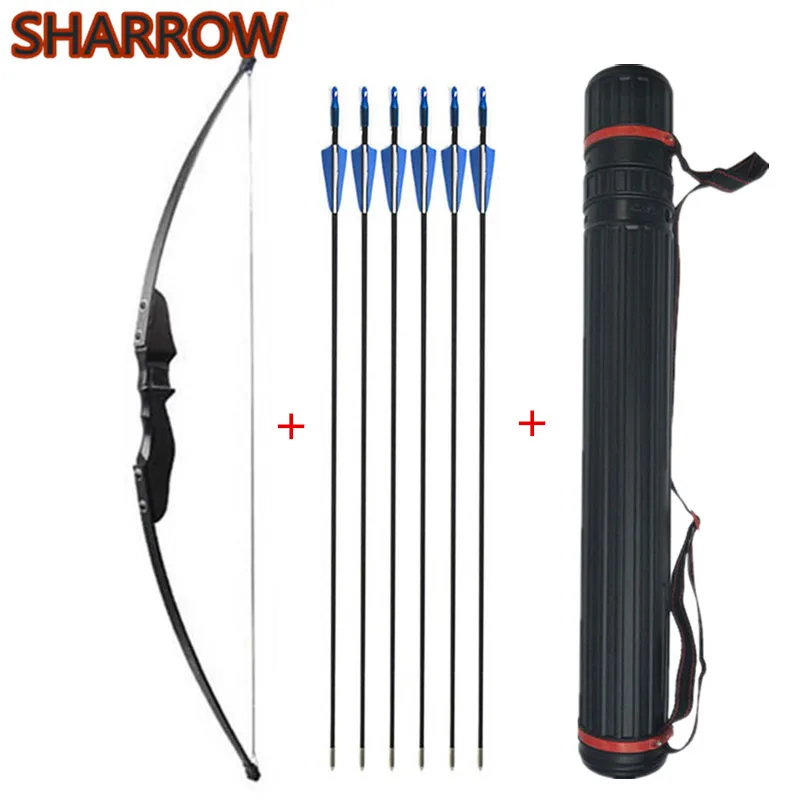 30/40lbs Archery Recurve Bow RH/LH Hunting Bow + 6pcs SP 900 Glassfiber Arrows + Arrow Quiver For Shooting Training Accessories