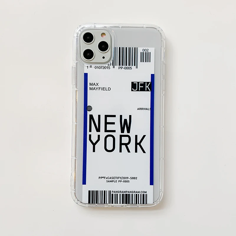 new York Горячая Распродажа, американский городской ярлык, штрих-код, чехол для телефона, для iPhone X, XS, 11 Pro, MAX, XR, 6s, 7, 8 plus, простая буква, Нью-Йорк, прозрачный силиконовый чехол - Цвет: new York
