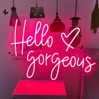 ohanee hello gorgeous neon sign led light custom name logo personalized decoration wall home decor birthday gift