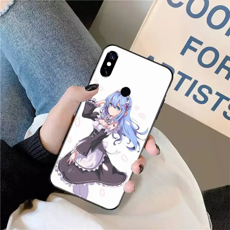 

Hot Anime ReZERO Ram Rem Phone Case For Xiaomi Redmi note 7 8 9 t max3 s 10 pro lite coque funda shell cover