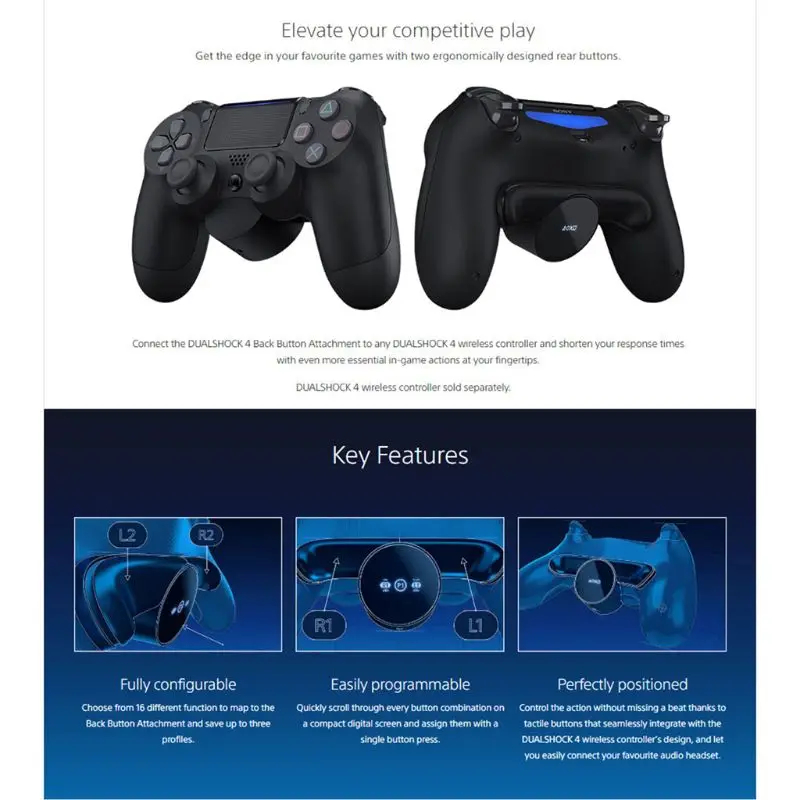 

Extension Keys Replacement For S-O-N-Y PS4 Gamepad Back Button Attachment DualShock4 Joystick Rear Buttons Accessories