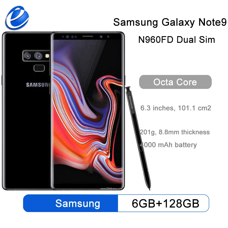 

Samsung Galaxy Note9 Note 9 Duos N960FD Dual Sim 128GB/512GB ROM 8GB RAM Octa Core 6.4" NFC Exynos Original Unlocked Cell Phone