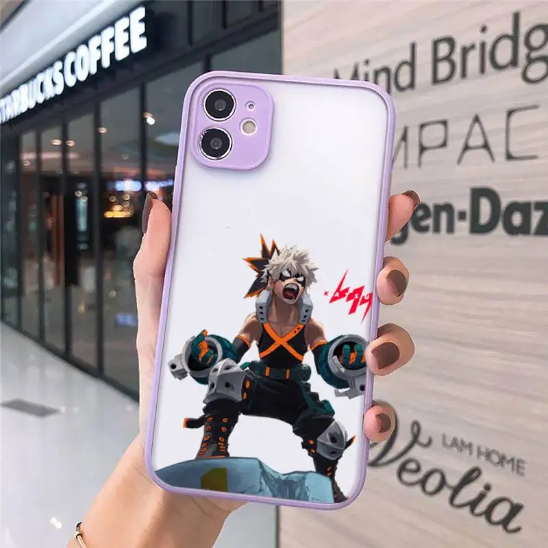 

My Hero Academia deku bakugou Boku Phone Cases matte transparent For purple iPhone 7 8 x xs xr 11 12 pro plus max mini