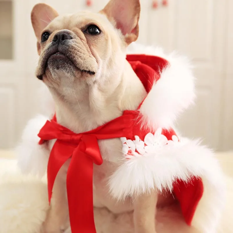 Рождественская Одежда для собак новый год искусственная накидка французского