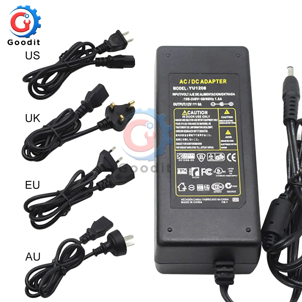 AC 100 240 В к DC 12 5A адаптер питания 2 1 мм x 5 штекер для светодиодной ленты Гибкие Огни