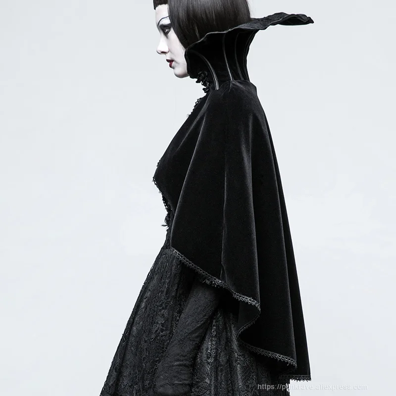 Панк рейв Готический Для женщин Винтаж позиционирования галстук черный плащ