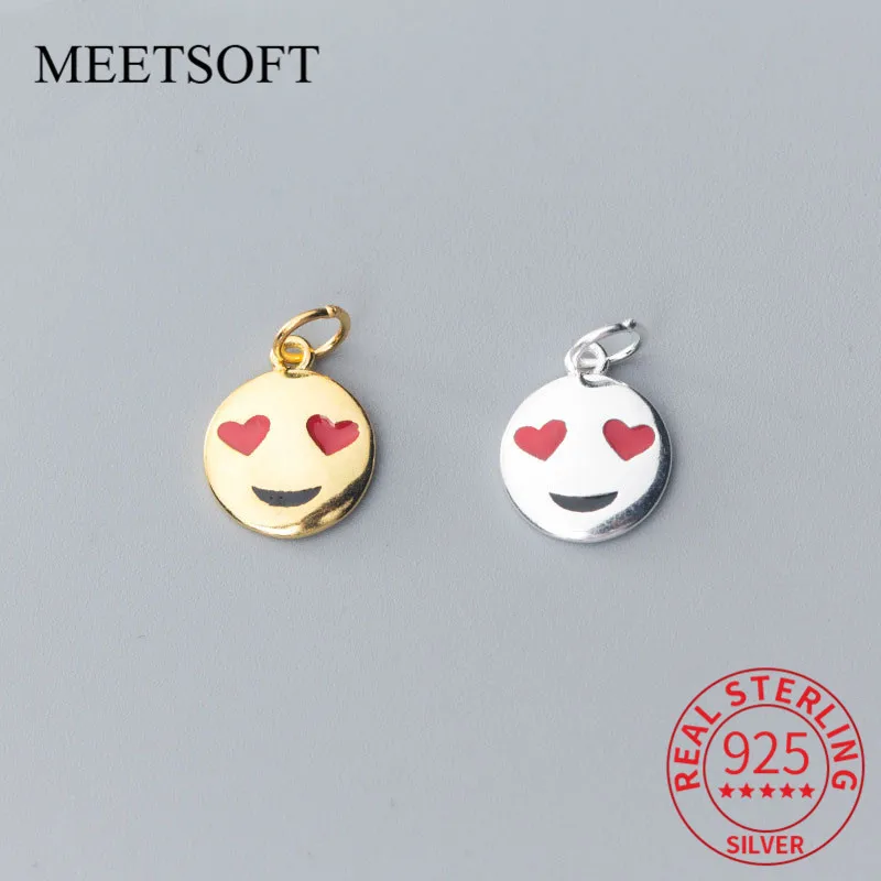 

MEETSOFT милый 925 Стерлинговое Серебро Круглый уход за кожей лица силме подвески DIY ювелирные ожерелья ручной работы выглядит очаровательно юве...