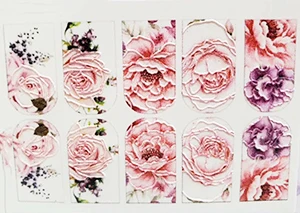 3D new Acrylic Engraved Nail Sticker black line WHITE PINK FLOWER design Water Decals Empaistic Nail Water Slide Decals Z0209 - Цвет: 4