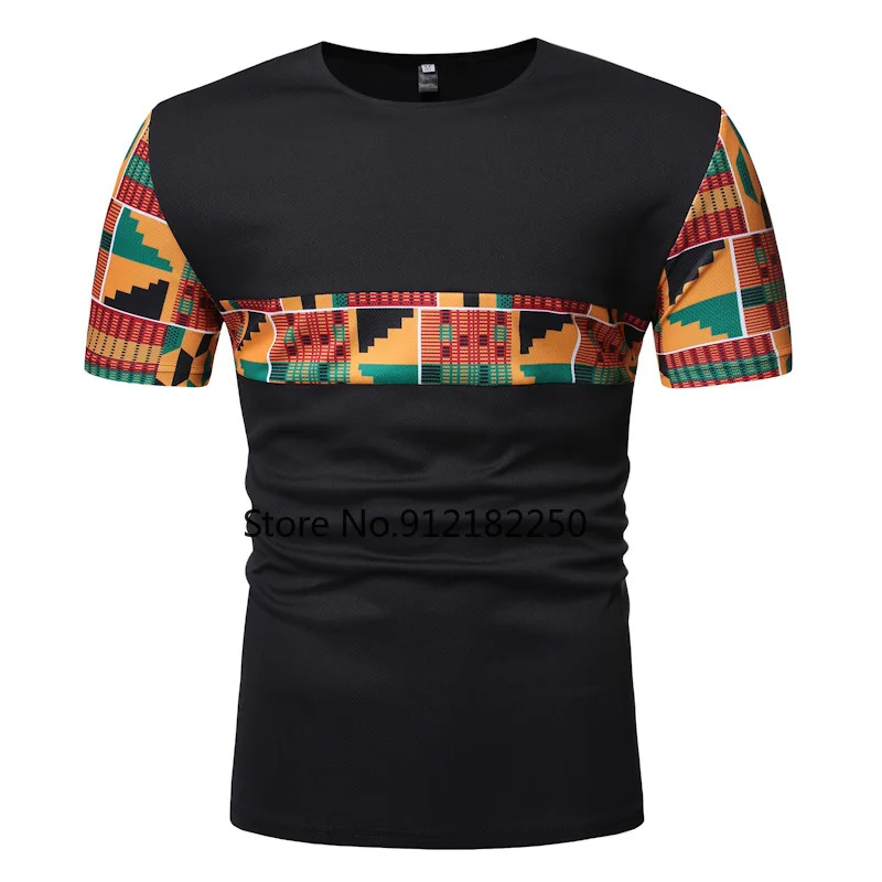 

Black Patchwork African Dashiki Print T Shirt Men 2021 Fashion Brand African Clothes Hip Hop Streetwear Camiseta Masculina XXL