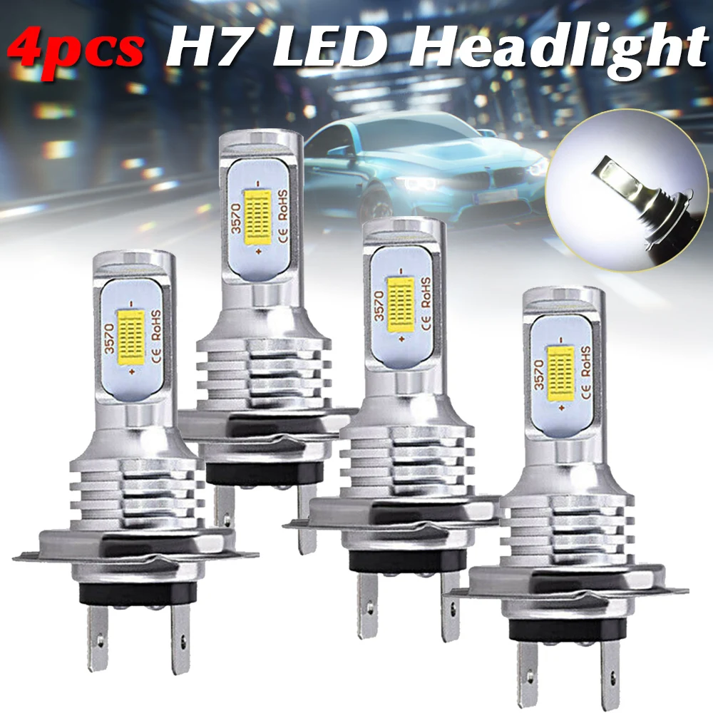 

Комплект светодиодных ламп головного света H7, 2/4 шт., 12-24 В постоянного тока, 55 Вт, лампы дальнего/ближнего света мини-светодиод машины светод...