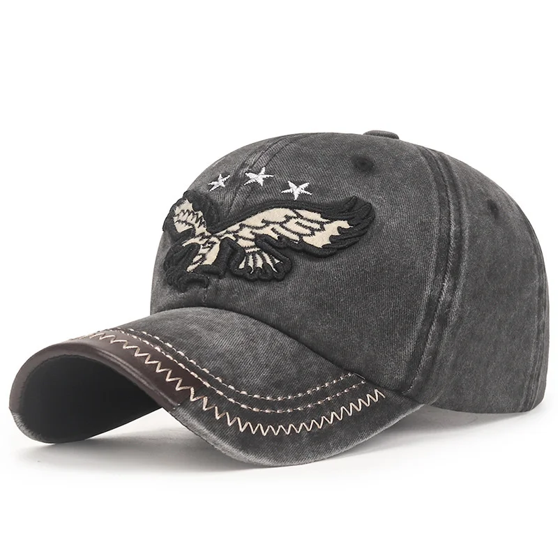 

Eagle Embroidered Baseball Cap Washed Distressed Cotton Vintage Dad Hat Unconstructed and Low Profile Adjustable Hat