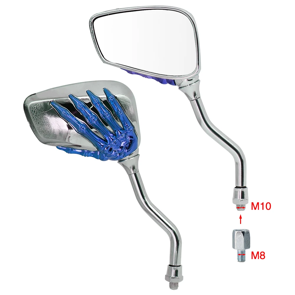 

Alconstar 2Pcs/Pair Motorcycle Rear View Mirror CNC Aluminum Skull ViewRear View Mirrors keleton Mirrors for Honda Yamaha Suzuk