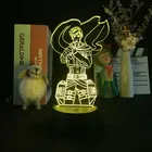 Короткая футболка с героями из японского аниме обувь для косплея по аниме атака на Титанов Эрвина Смит 3D ночной Светильник будильник база Цвет изменение Delineascope уникальный подарок для детей на каждый день