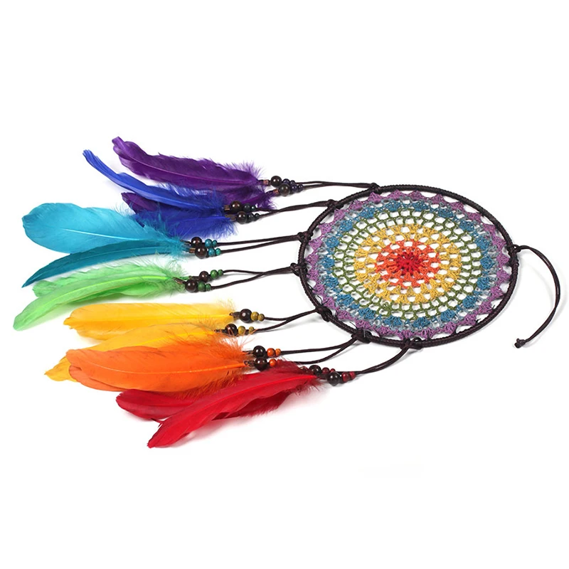 20 см винтажный домашний Декор Ретро Ловец снов из перьев круглые перья настенный
