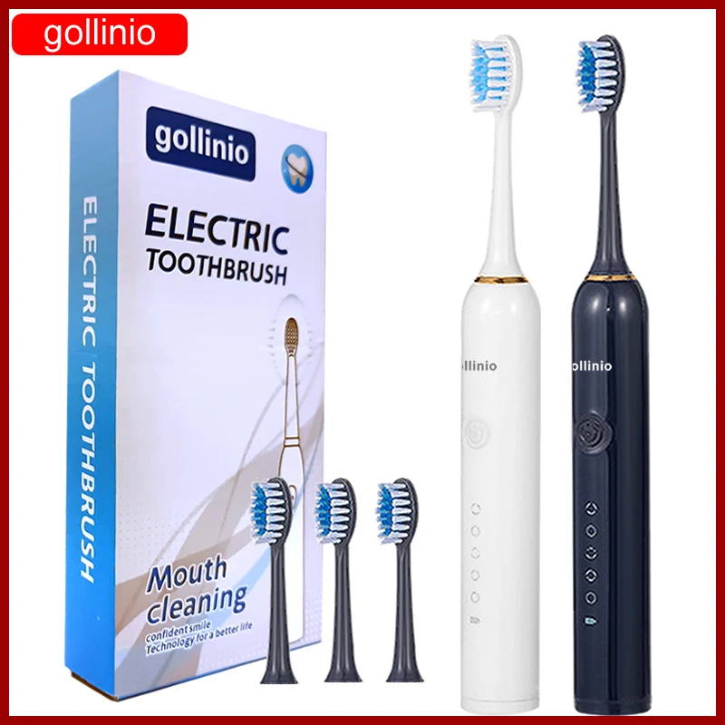 

Брендовая электрическая зубная щетка gollinio, быстрая зарядка через usb, Высококачественная Электронная зубная щетка, сменная зубная щетка GL51A