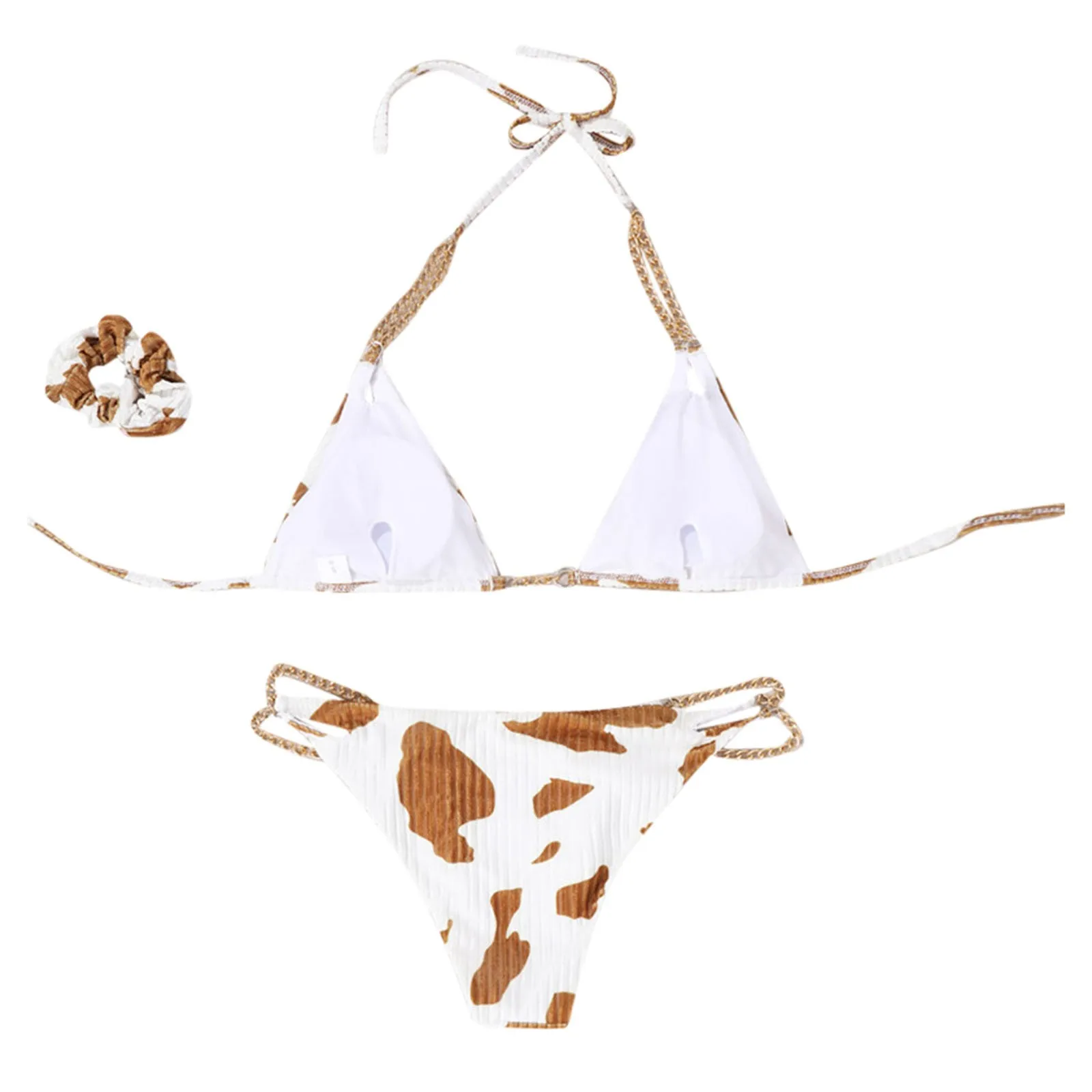 

Women Floral Cows Print Bikini Set Push-Up Swimsuit Beachwear Padded Swimwear Sexy Bikinis 2021 trajes de bao mujer