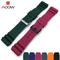 22mm silicone sport strap black buckle waterproof diving men rubber replacement bracelet band belt watch accessories for seiko