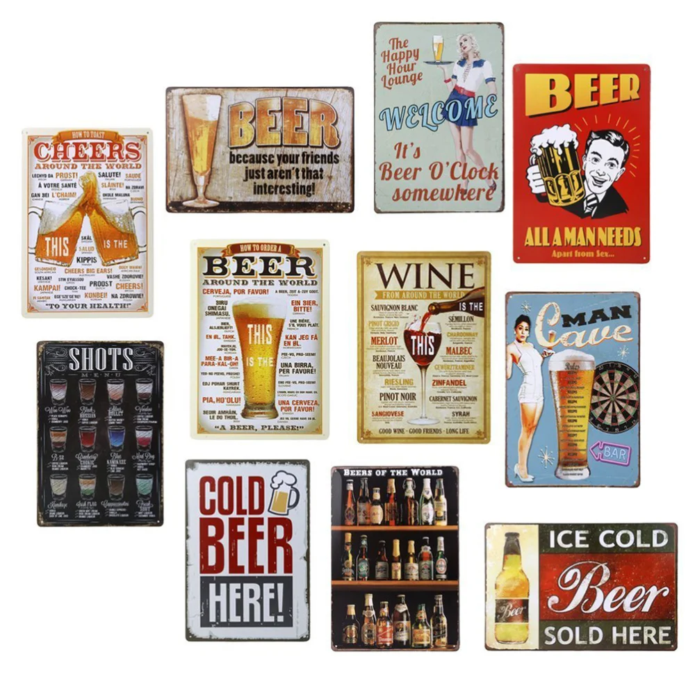

From Around the World Drinking Distressed Retro Vintage Tin Sign
