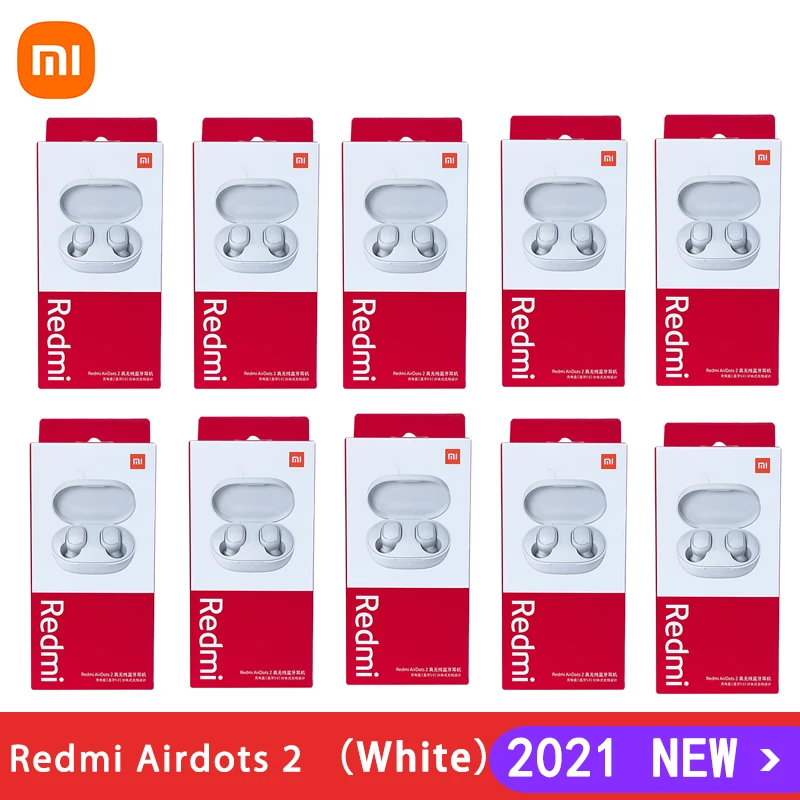 

6/10 шт. оригинальные белые Xiaomi Redmi Airdots 2 TWS Bluetooth наушники стерео бас 5,0 наушники с микрофоном гарнитура наушники