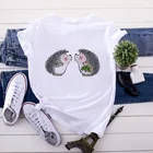 Женская футболка в стиле Харадзюку, летняя футболка для девочек в стиле 90-х, с милым ежиком, с забавным мультипликационным принтом, с коротким рукавом, 2021