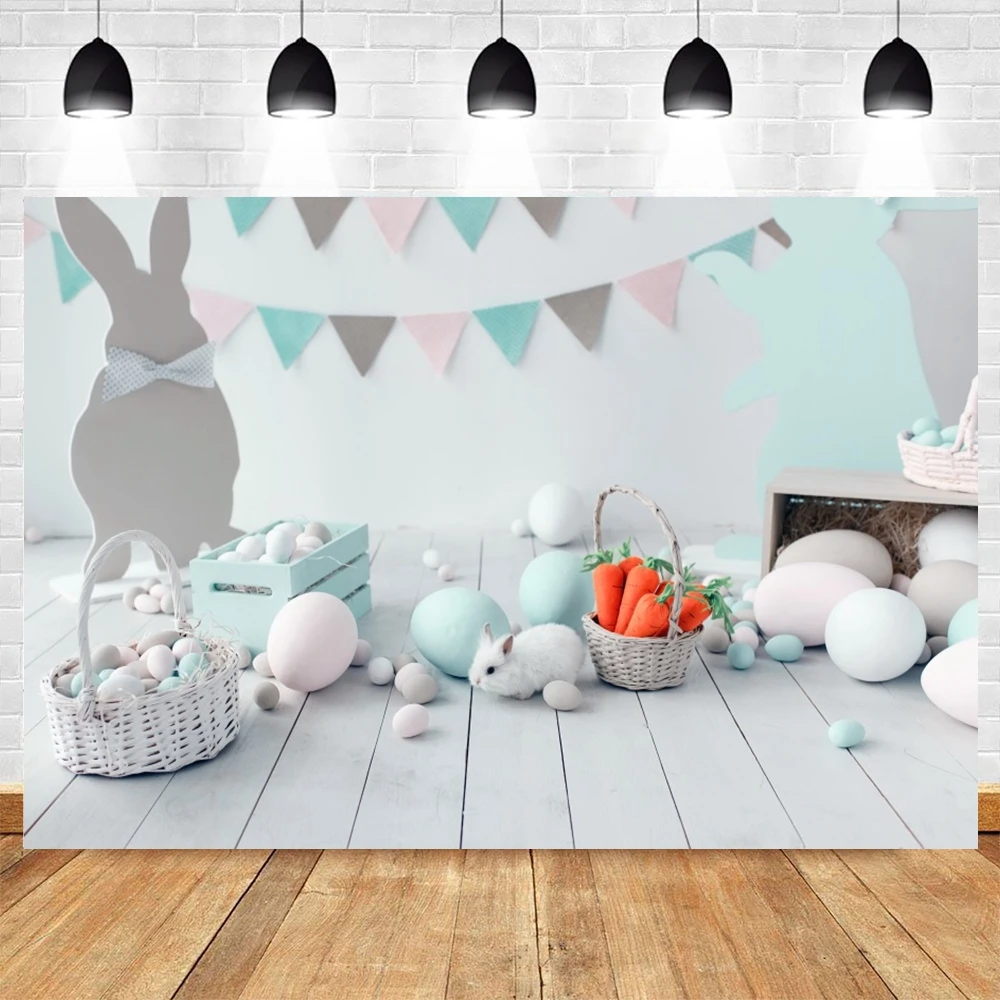 

Spring Happy Easter Photography Backdrop Background Bunny Rabbit Eggs Baby Kids Portrait Party Decor Banner Photo Booth Studio