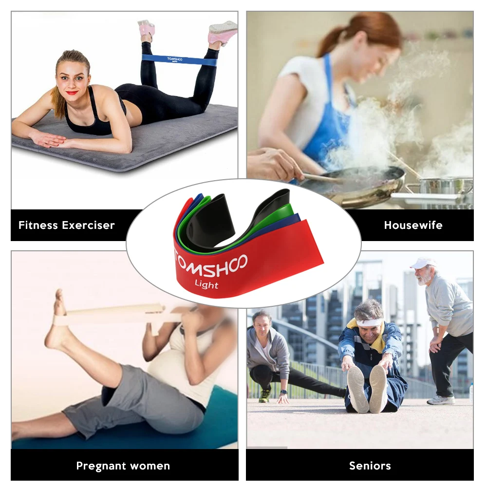 TOMSHOO Эспандеры набор из 4 упражнения латекс тренажерный зал силовых тренировок