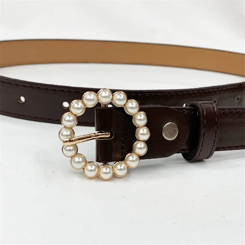 Инкрустированный жемчугом простой дизайнерский ремень известного бренда