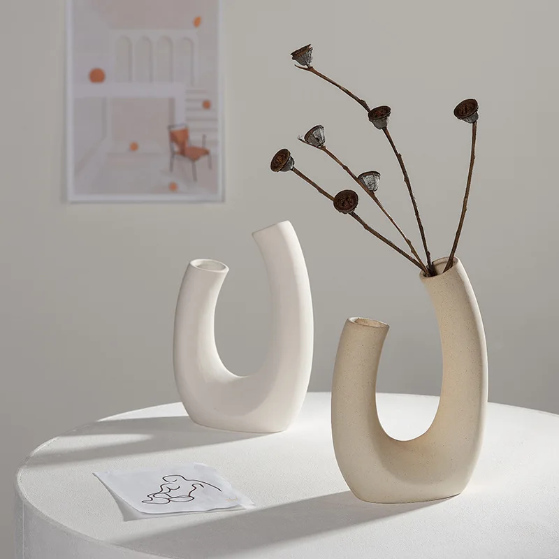 

Ins Nordic dried flower vase white ceramic home furnishings flower arrangement hydroponic Cafe studio decoration