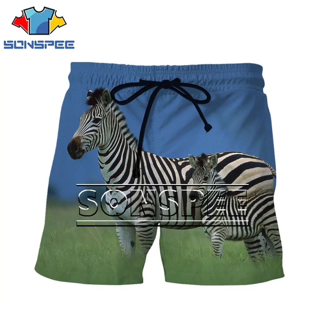 

SONSPEE Men Shorts 3D Zebra Animal Forest Black White Stripe Sports Shorts Casual Loose Harajuku Lovely Big Size Shorts Clothing
