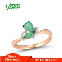 vistoso gold rings for women genuine 14k 585 rose gold ring magic emerald sparkling diamond engagement anniversary fine jewelry