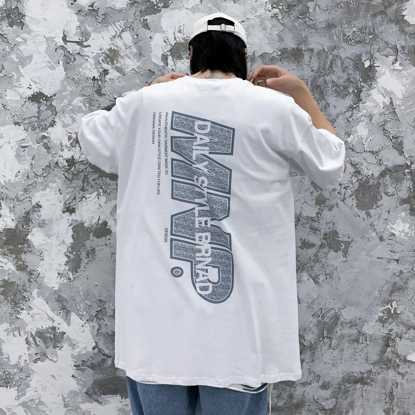 

men t shirt hip hop funny t shirts oversized harajuku streetwear Summer Short Sleeve Loose T-Shirt Cotton Black white Tops Tees