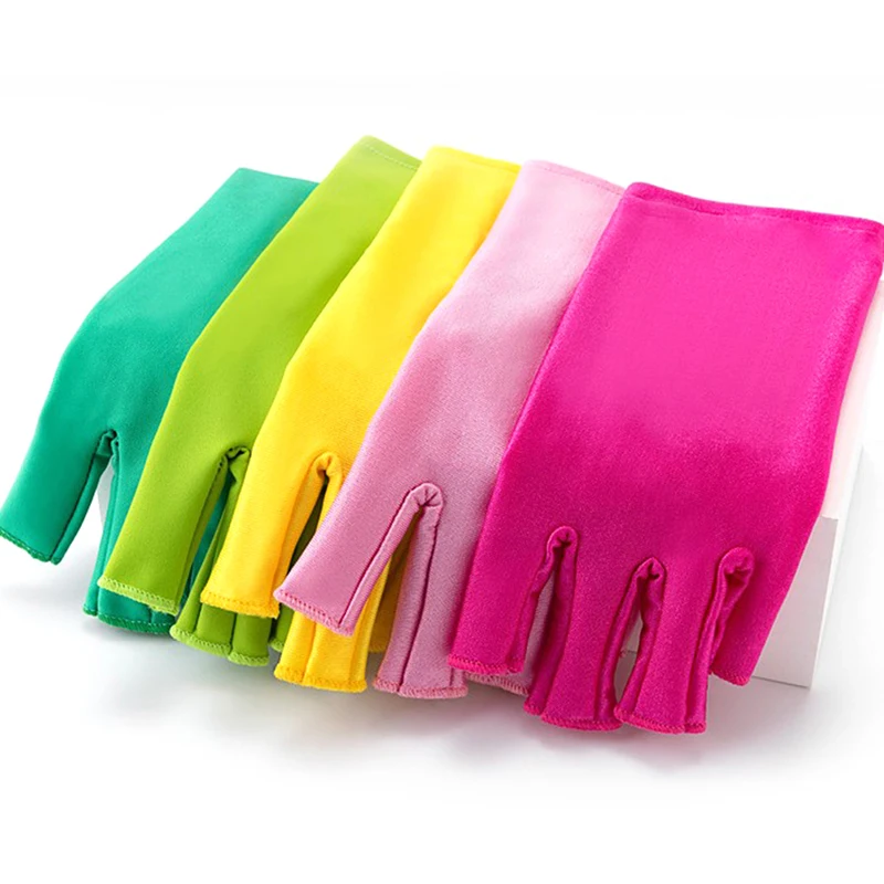 

1 Pair New Soft And Light Fingerless Anti UV Radiation Protection Gloves UV Protection LED Lamp Nail Dryer Light Tool One Size