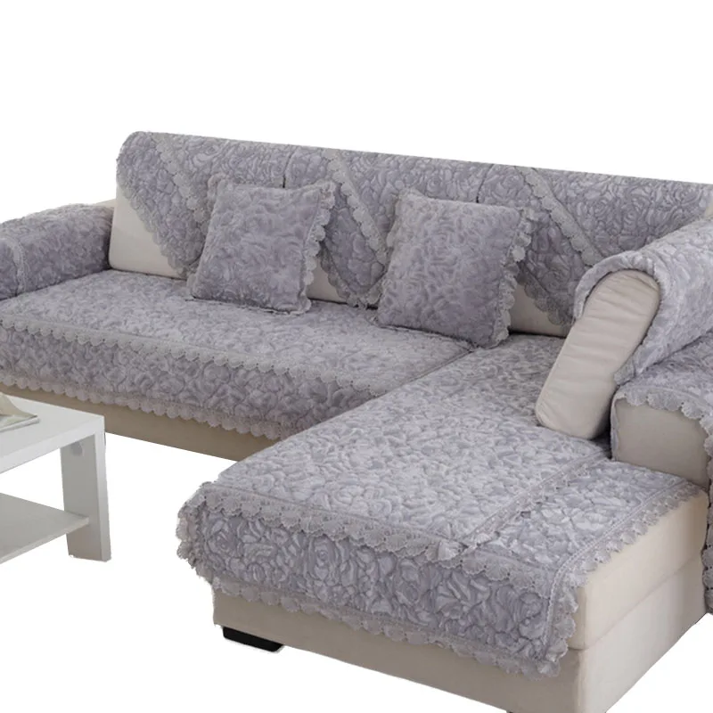 Европейский Противоскользящий плюшевый диван с широкими краями для осени и зимы
