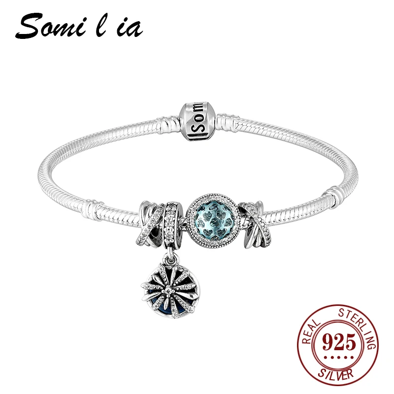 

Somi l ia 100% 925 пробы Серебряный подарок на день матери для мам очаровательные плоские браслеты Идеальные DIY очаровательные ювелирные изделия п...