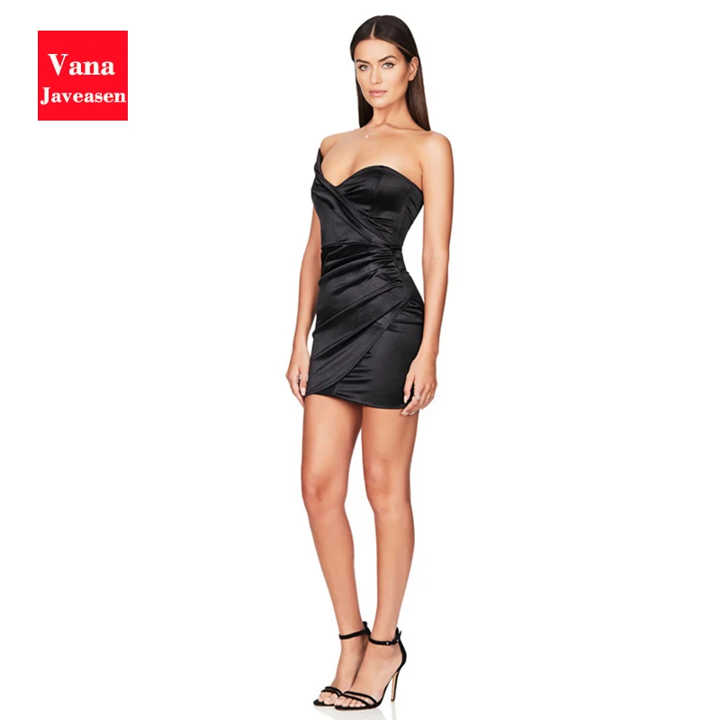 

Irregular Deep V Neck Women Mini Dress Elegant Bodycon Female Dress Sexy One Shoulder Sleeveless Clubwear High Waist Dress