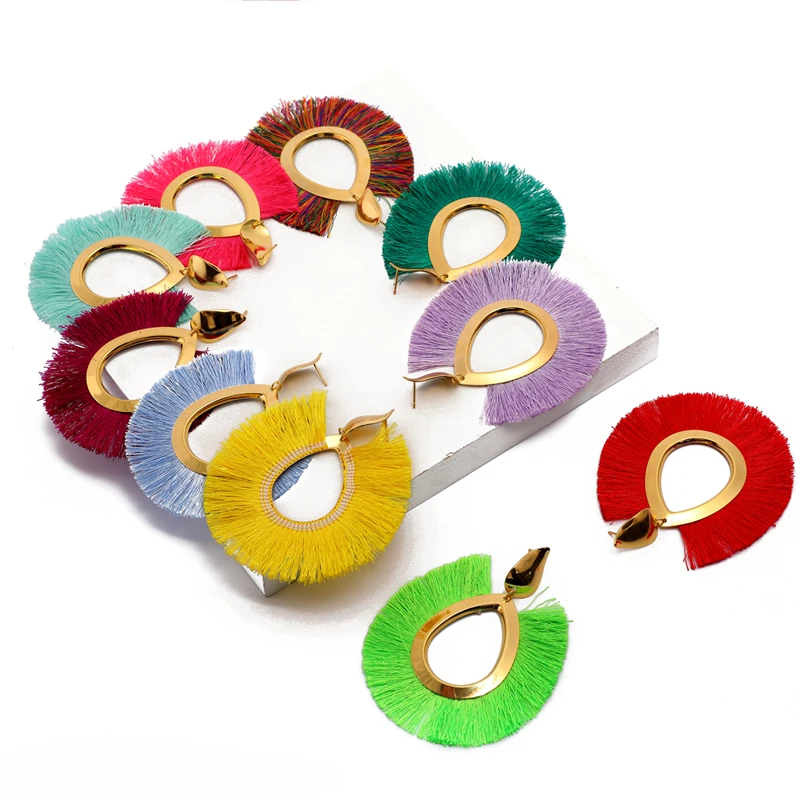 

Big Vintage Tassel Earrings For Women Earings Fashion Jewelry Geometric Statement Bohemian Gold Earrings Tassels Brincos