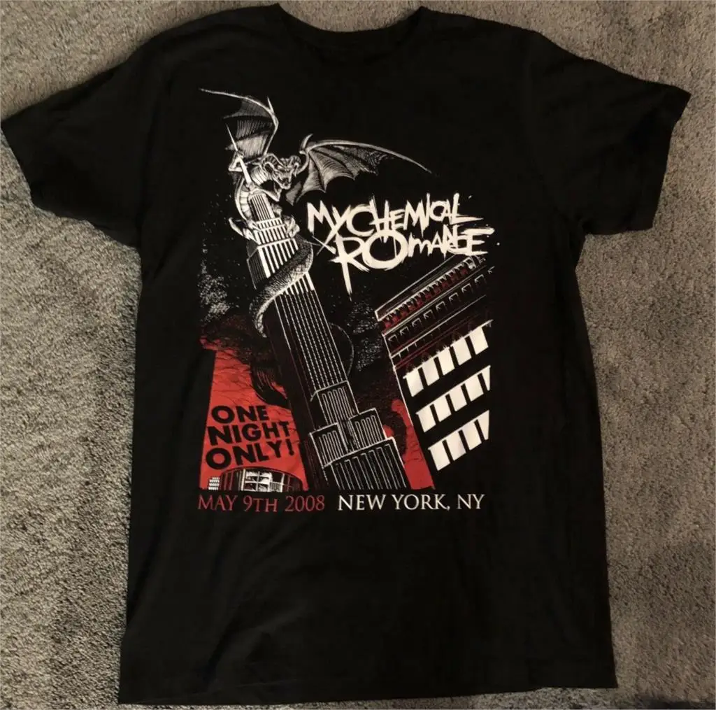 

Official T Shirt MY CHEMICAL ROMANCE Black DRAGON NYC Band Tee All Sizes Tour T-Shirt Casual Man Tees