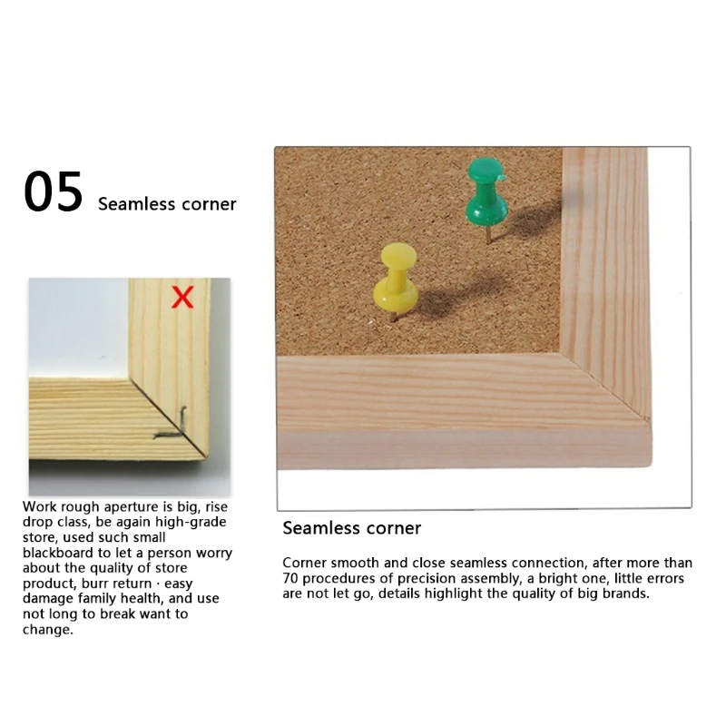 

Message Cork Board Wood Frame Whiteboard Drawing Combination Magnetic Boards 77HA