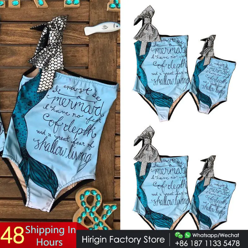 Новинка 2018 семейные одинаковые купальники русалки Цельный купальник для матери