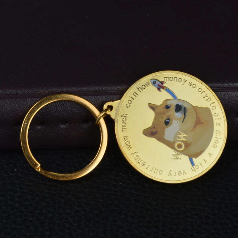 Хит продаж металлический брелок для ключей Dogecoin в форме мух и Луны | Дом сад