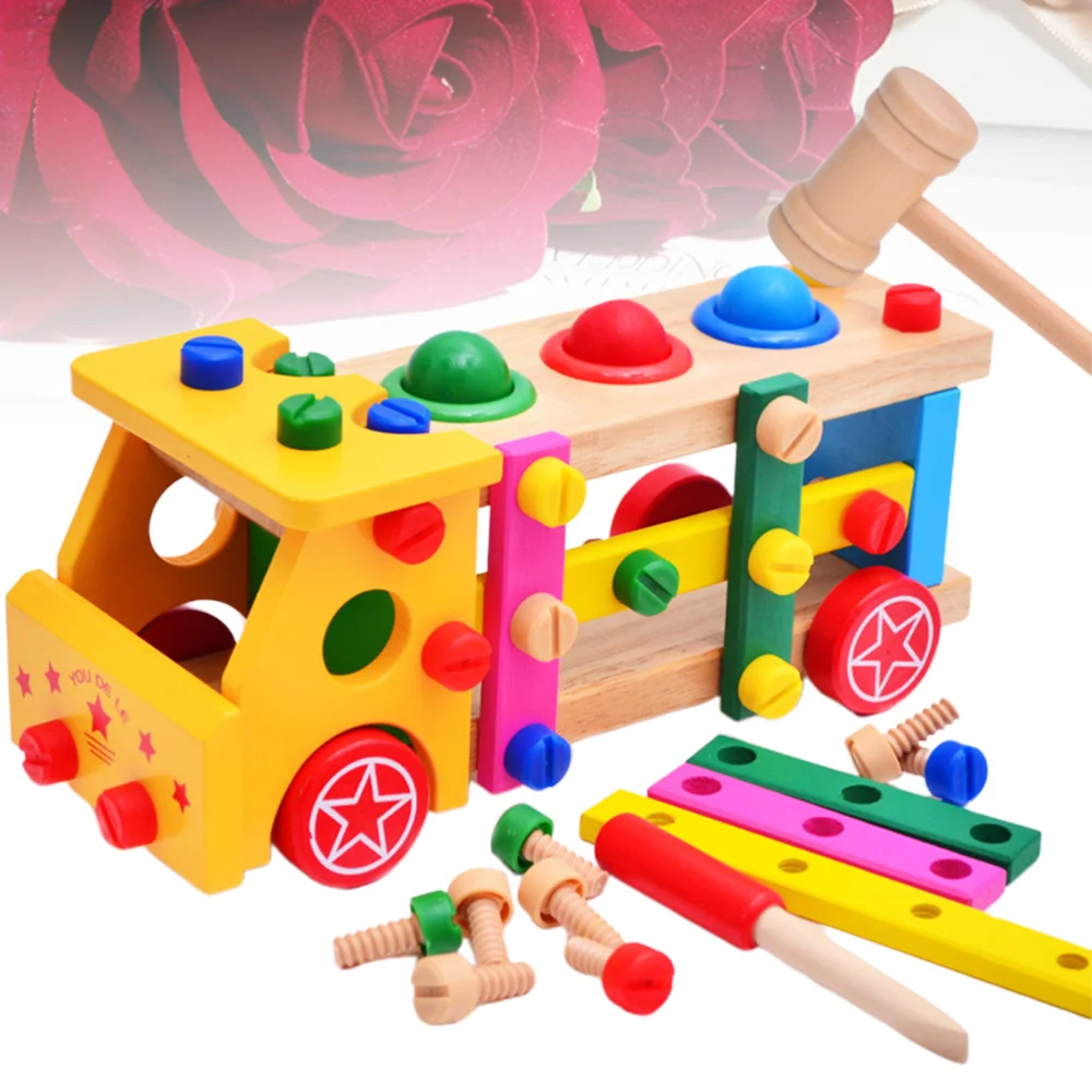 Деревянный винт автомобиля игрушки для детей грузовик деревянный собрать гайка