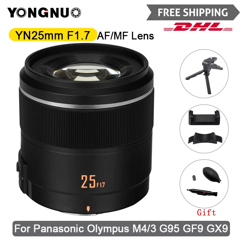 

YONGNUO YN25mm 25mm F1.7 for M4/3 Mount Camera Lens Large Aperture AF/MF Prime Lens For Panasonic Olympus G95 GF9 GX9