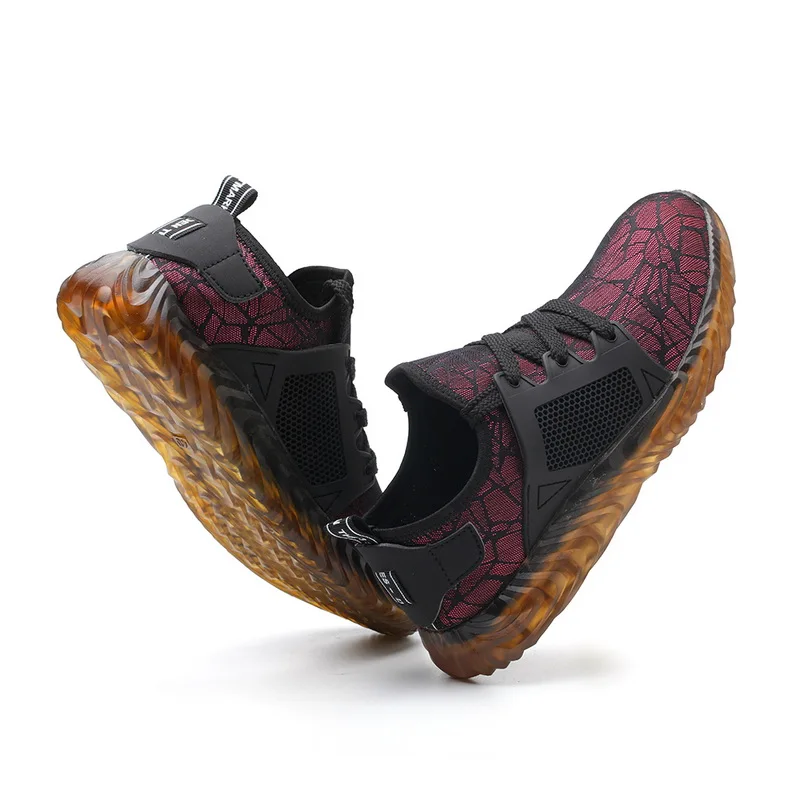 

Nice Men Breathable Mesh Steel Toe Casual Shoes Fashion Light Comfortable Non-slip Lace Up Vulcanize Sneakers Tenis Masculino